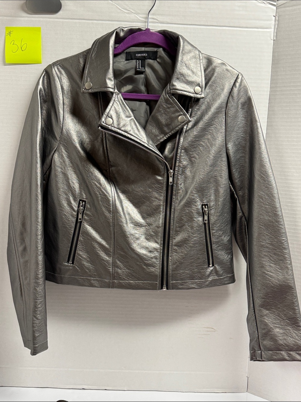 Forever 21 Shimmery Silver Moto-Style Jacket